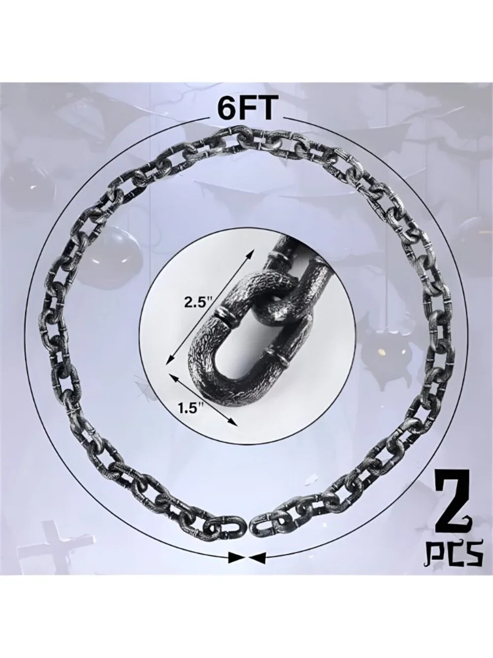 2 Pack Halloween Plastic Chains, 6FT Fake Chain Links